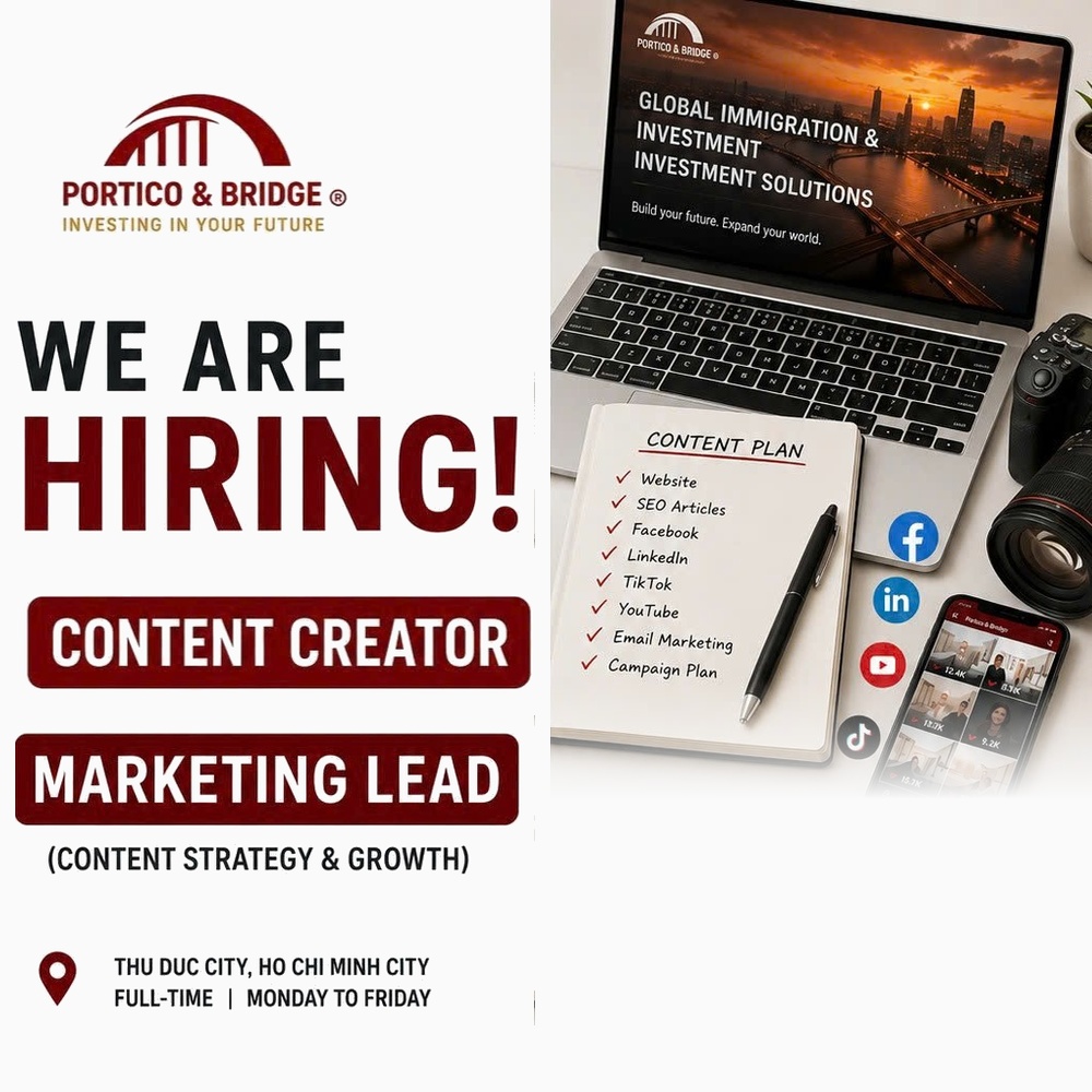 Portico bridge tuyen dung content creator marketing lead poster